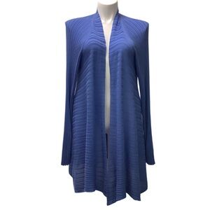 EILEEN FISHER cardigan Sweater Tencel Ribbed Open Front Long Sleeve Blue size 3X